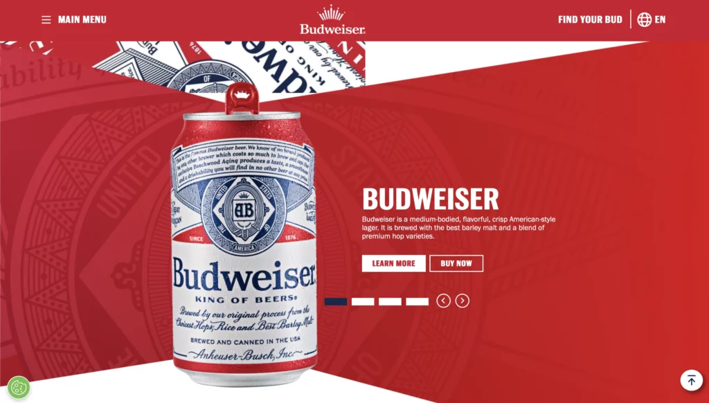 Example of red color palette usage for Budweiser.