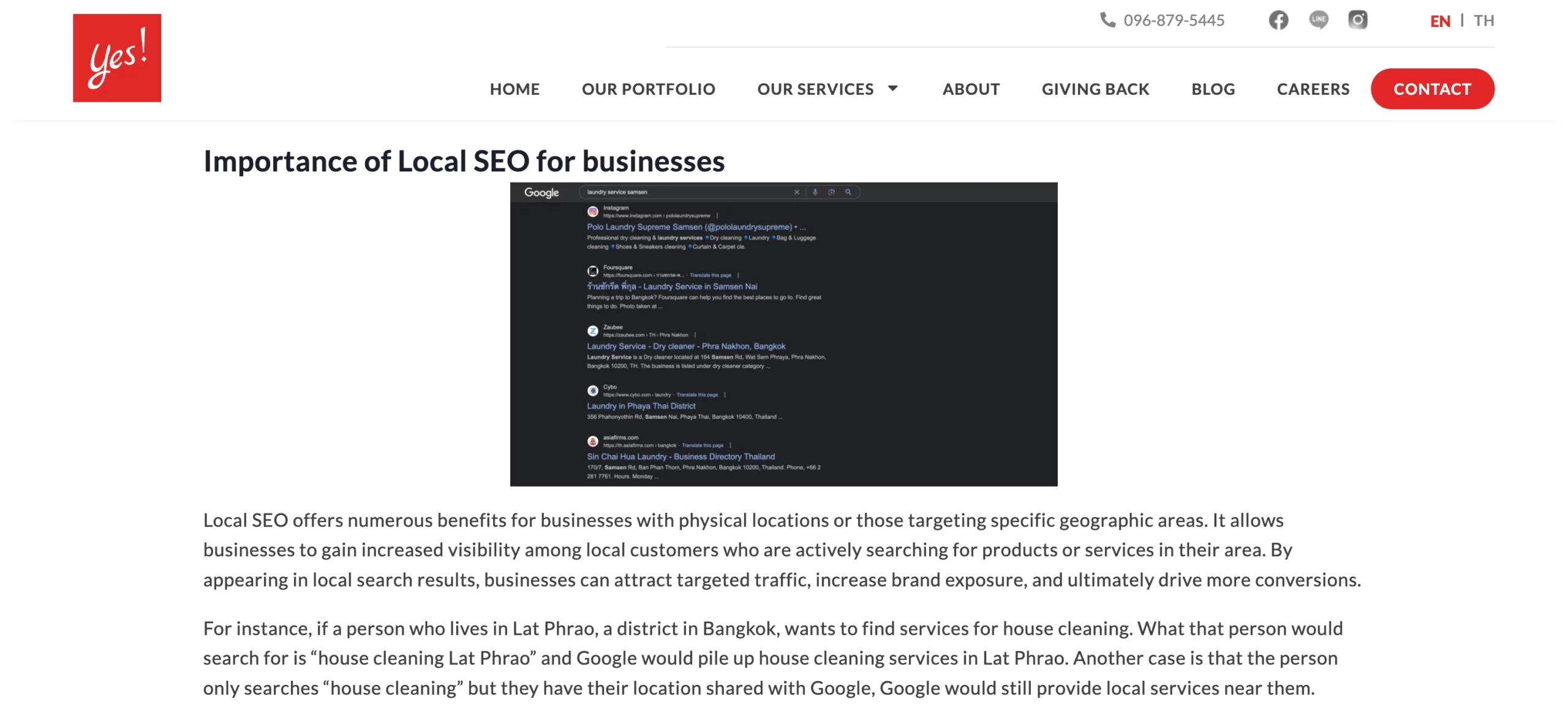 Example of content is king in blogs from yes website