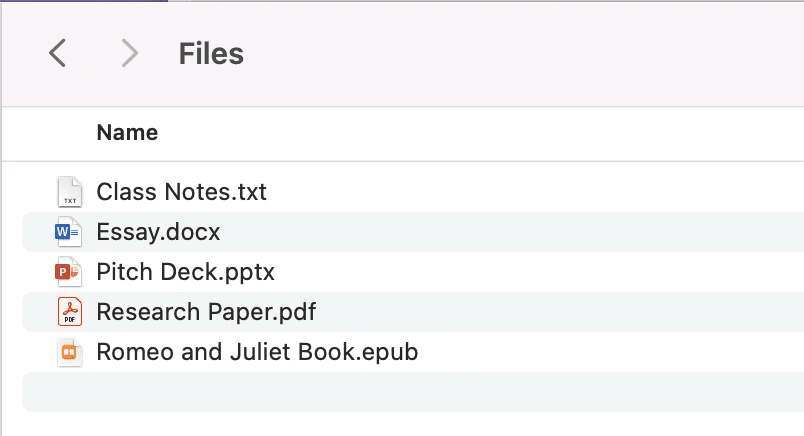 Coral AI Features - Manage documents : Upload files - .pdf, .docx, .pptx, .txt + more 