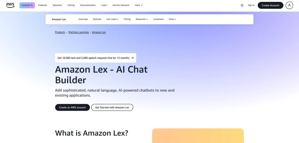 แนะนำ 7 AI Chatbot Platform ที่น่าสนใจ - Amazon Lex